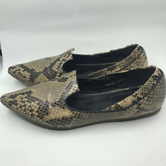 Dries Van Noten Embossed Python Flats 38.5 Pointed - Picture 2 of 12